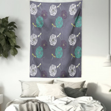 Dragonfly Flower Tapestry