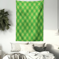 Retro Green Checkered Tapestry