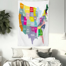 USA Map Colorful States Tapestry