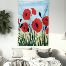 Digital Drawn Flower Tapestry