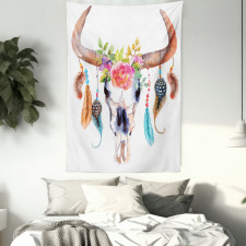 Bull Skull Boho Plant Tapestry