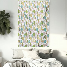 Doodle Dandelions Boho Tapestry