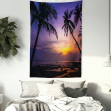 Vivid Twilight Palm Trees Tapestry