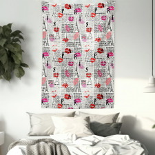 Newspaper Lipstick Kiss Tapestry