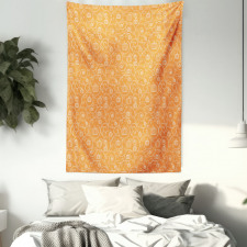 Pumpkin Leaves Swirls Tapestry