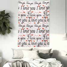 Calligraphy Hearts Tapestry