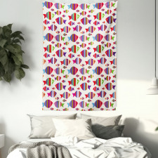 Vibrant Striped Fishes Tapestry