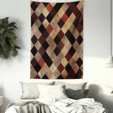 Antique Brown Toned Grid Tapestry