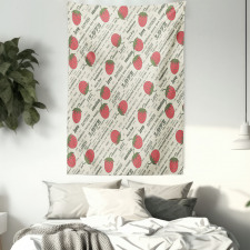 Retro Strawberry Love Tapestry