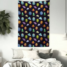 UFOs and Abstract Planet Tapestry