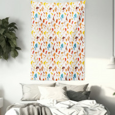 Toadstool Cartoon Style Tapestry