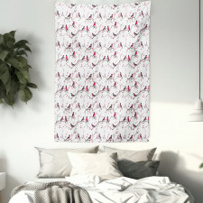 Bullfinch Birds Sakura Tapestry