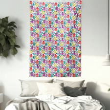 Colorful Romantic Mascots Tapestry