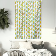 Vertical Lines Flowers Tapestry