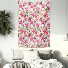 Pink Peonies Roses Tapestry