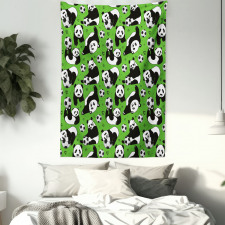 Funny Panda Hearts Stars Tapestry