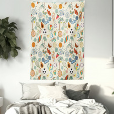 Cartoon Style Elements Tapestry
