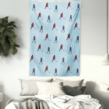 Ice Hockey Pattern Winter Tapestry