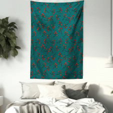 Red Berry Christmas Rustic Tapestry