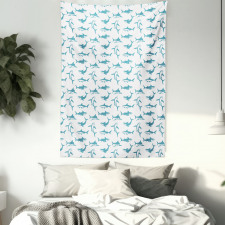 Scary Predators with Fins Tapestry