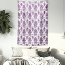 Ombre Leaves Circles Tapestry