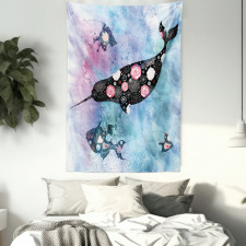 Floral Whale and Fish Tapestry