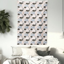 Aquatic Animal Silhouette Tapestry