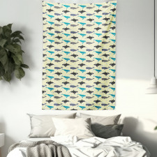 Swimming Mammals Yellow Tapestry