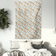 Doodle Style Forest Design Tapestry