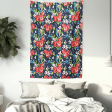 Blueberries Green Leaves Tapestry