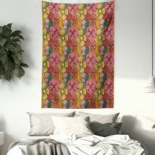 Retro Romantic Blooms Tapestry