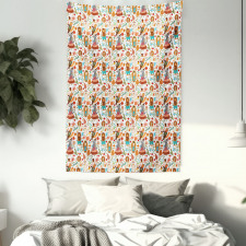 Forest Foliage Animals Tapestry