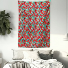 Red Hibiscus Flowers Tapestry