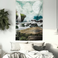 Fantasy Waterfall Moon Tapestry