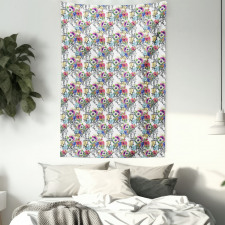 Watercolor Botany Motif Tapestry