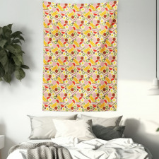 Graphic Pizza Toppings Tapestry