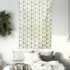 Happy Cartoon Dino Tapestry