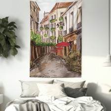 Romantic Patio Scene Sketch Tapestry