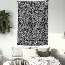 Boho Folk Geometric Maze Tapestry