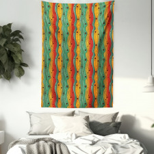 Wavy Vertical Lines Retro Tapestry