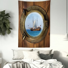 Ship Window with Cruise Tapestry