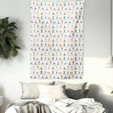 Cartoon Style People Character Tapestry