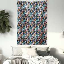 Ornamental Jungle Elements Tapestry