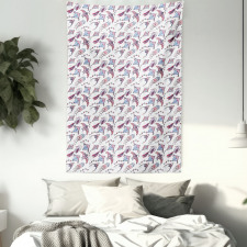 Fish Bird and Rhombus Shapes Tapestry