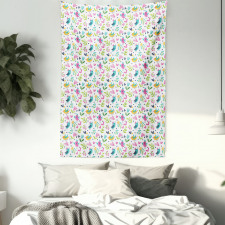 Flying Birds Flowers Hearts Tapestry
