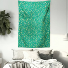 Biloba Leaves on Teal Shade Tapestry