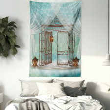 Old Gate and Curtain Tapestry