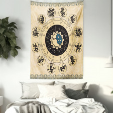 Mystic Horoscope Wheel Art Tapestry