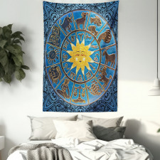 Zodiac Signs Circle Sun Tapestry