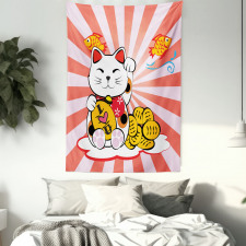 Starburst Lines Cat Tapestry